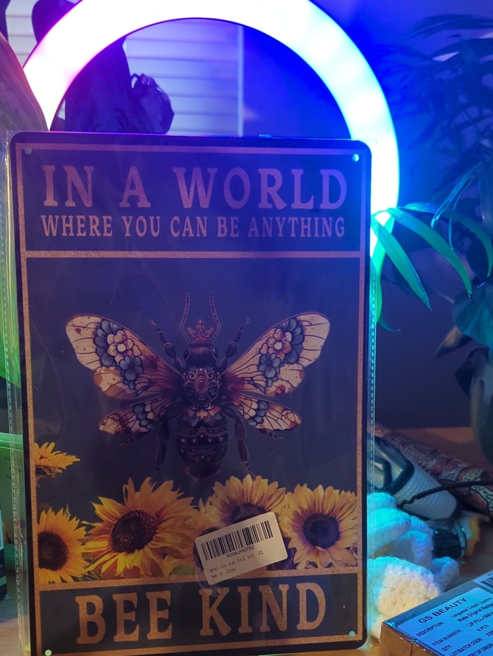 Bee Kind Decorative Wall Plaque - Black and Gold